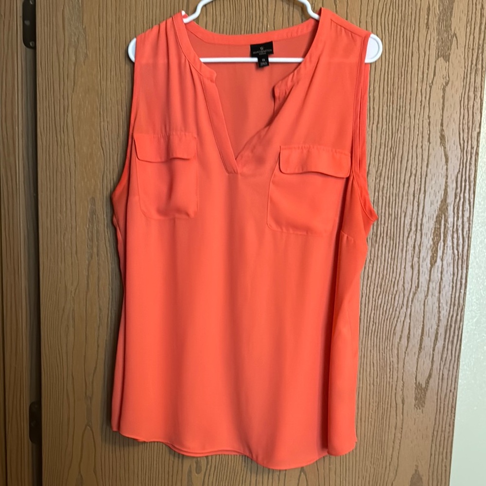 Worthington Orange Sleeveless Blouse V-Neck
